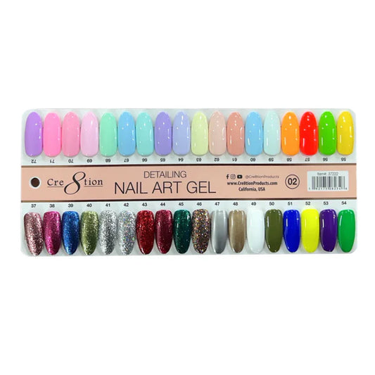 Cre8tion Detailing Nail Art Gel #37-72 + 1 Free Color Chart